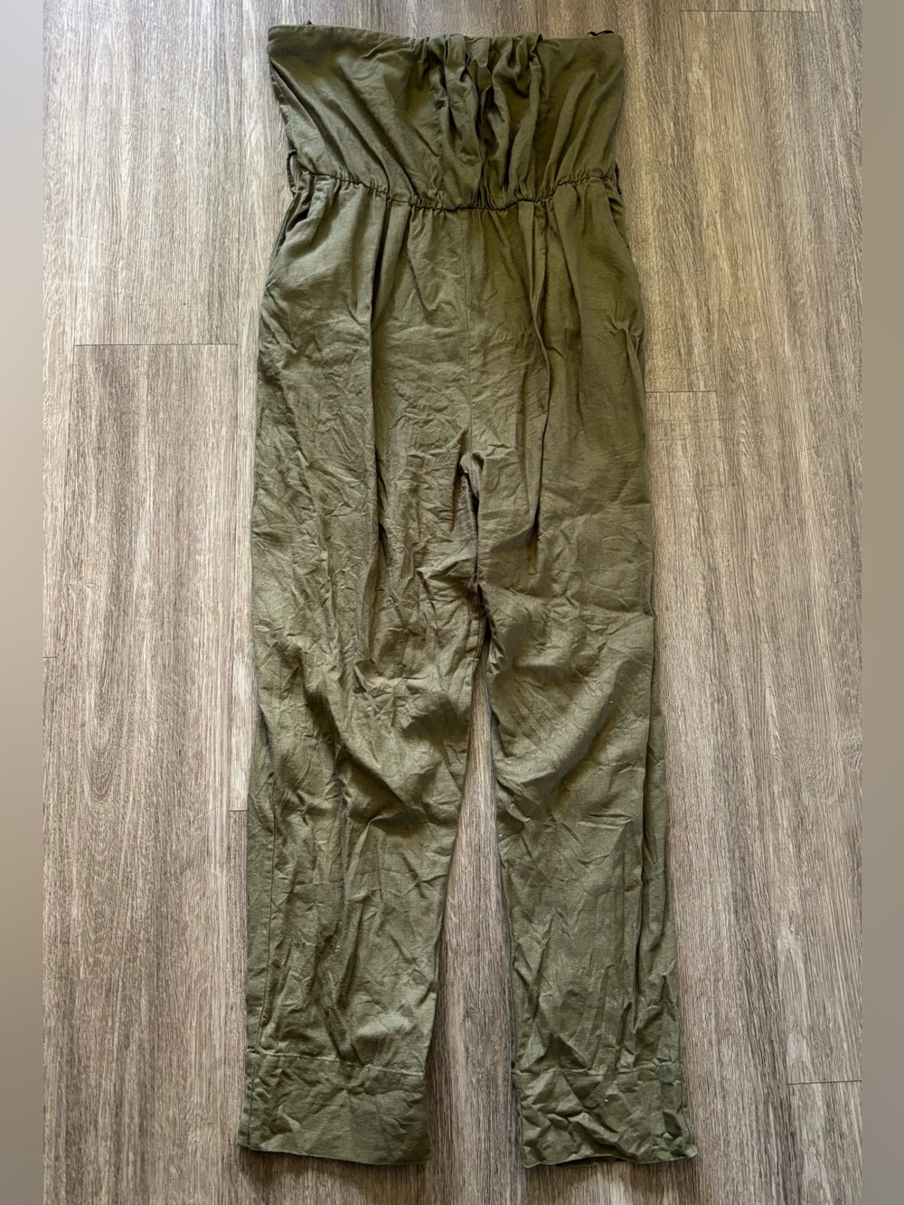 Zara Olive Green Strapless Jumpsuit